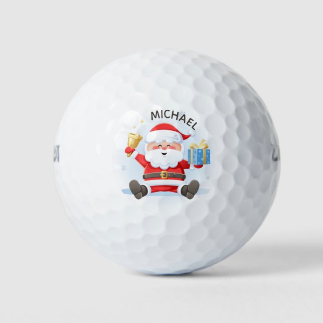 Pelotas De Golf Nombre personalizado de los Navidades Santa Festiv (Anverso)
