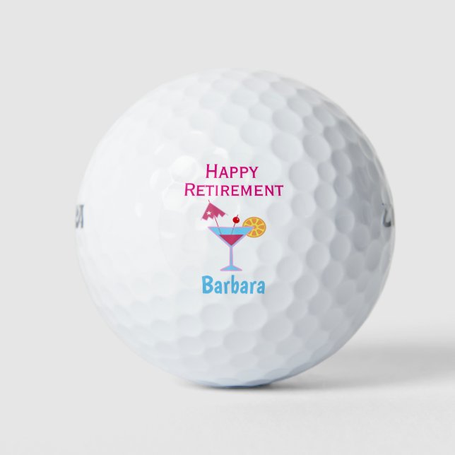 Pelotas De Golf Nombre personalizado de Martini rosa de retiro fel (Anverso)