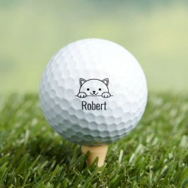 Pelotas De Golf Nombre personalizado de Mascota de gato blanco