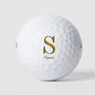 Pelotas De Golf Nombre personalizado del monograma dorado inicial