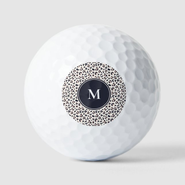 Pelotas De Golf Nombre personalizado del patrón de leopardo rosado (Anverso)