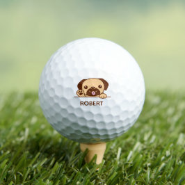 Pelotas De Golf Nombre personalizado del perro de la pug.