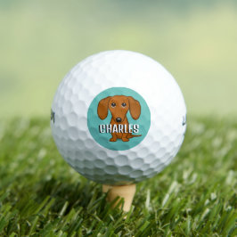 Pelotas De Golf Nombre personalizado del perro rojo curado de Dach