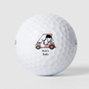 Pelotas De Golf Nombre personalizado flamenco divertido carrito de