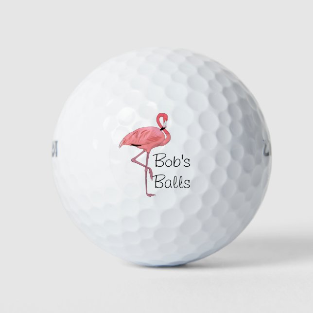 Pelotas De Golf Nombre personalizado Flamingo rosa (Anverso)