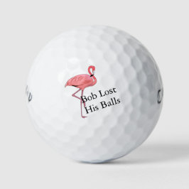 Pelotas De Golf Nombre personalizado Flamingo Rosa Humor Golf