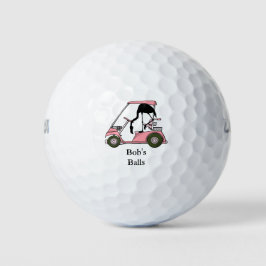 Pelotas De Golf Nombre personalizado Funny Golfcart Flamingo