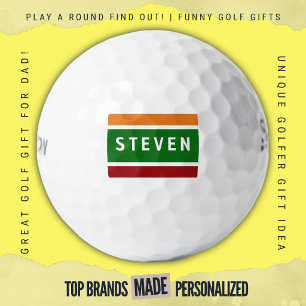 Pelotas De Golf Nombre Personalizado Golf Franja Bloque de Color R