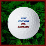 Pelotas De Golf Nombre personalizado, mejor profesor, azul y borgo<br><div class="desc">Estos nombres personalizados de bolas de golf son un gran regalo de Apreciación del Maestro para su golfista favorito! Ahora las bolas perdidas pueden ser fácilmente identificadas y devueltas. El texto es azul y borgoña - se puede cambiar fácilmente. ¡A los golfistas les encantará! Todos los derechos reservados © 2024...</div>