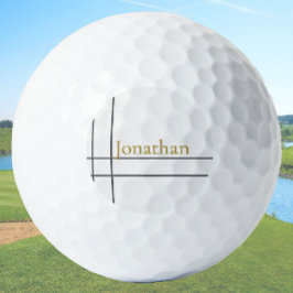 Pelotas De Golf Nombre personalizado minimalista moderno en blanco