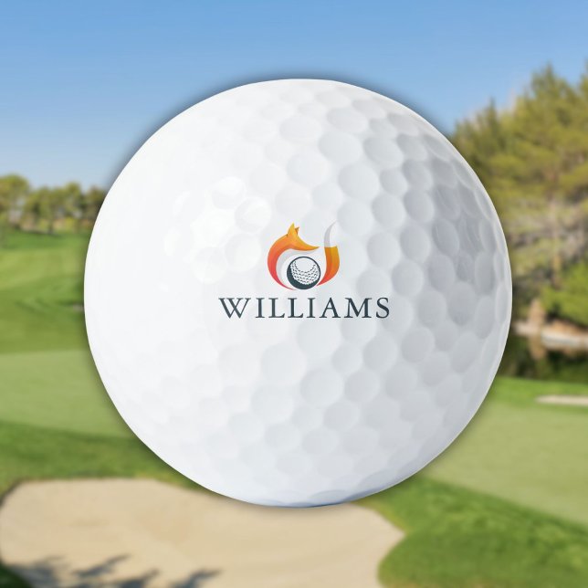 Pelotas De Golf Nombre Personalizado Moderno De Fox Y Ball (Modern Fox And Ball Personalized Name)