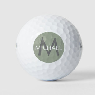 Pelotas De Golf Nombre personalizado Monograma inicial Verde suave