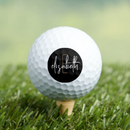 Pelotas De Golf Nombre personalizado Monograma negro