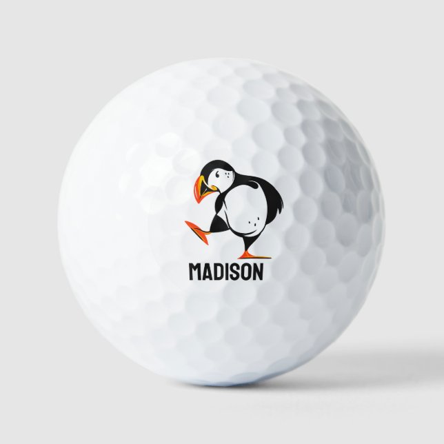 Pelotas De Golf Nombre personalizado Puffin (Anverso)