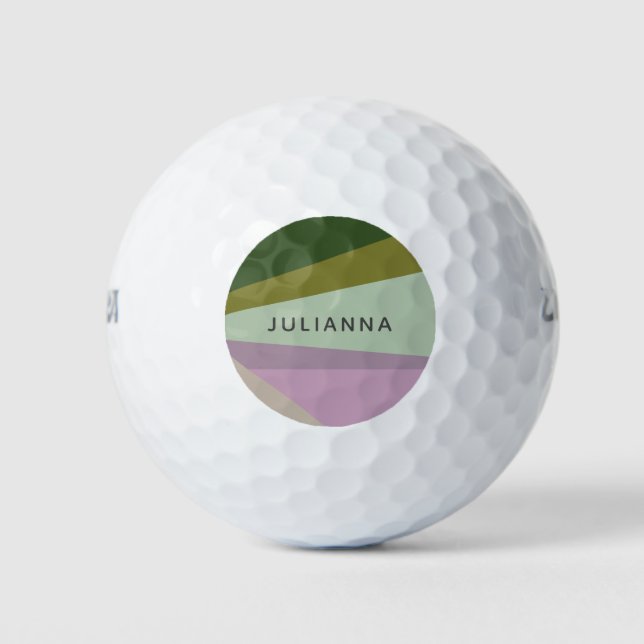 Pelotas De Golf Nombre personalizado: Púrpura Verde Único Regalo d (Anverso)