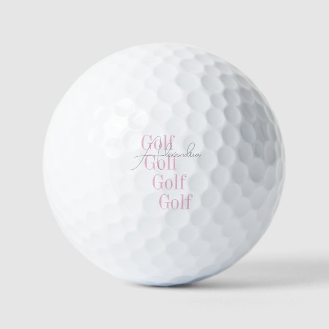Pelotas De Golf Nombre personalizado rosa de la mujer (Anverso)
