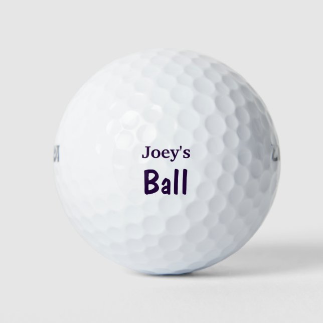 Pelotas De Golf Nombre personalizado texto púrpura (Anverso)