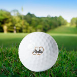 Pelotas De Golf Nombre simple de las iniciales del monograma de or<br><div class="desc">Fondo transparente,  texto dorado y negro. Personalice y agregue sus iniciales y nombre de monograma. Tanto para él como para ella. El nombre está escrito con una escritura de estilo con letras a mano moderna.</div>