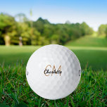 Pelotas De Golf Nombre simple de las iniciales del monograma de or<br><div class="desc">Fondo transparente,  texto dorado y negro. Personalice y agregue sus iniciales y nombre de monograma. Tanto para él como para ella. El nombre está escrito con una escritura de estilo con letras a mano moderna.</div>