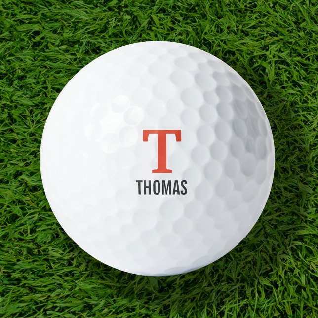 Pelotas De Golf Nombre simple y monograma inicial personalizado (Subido por el creador)
