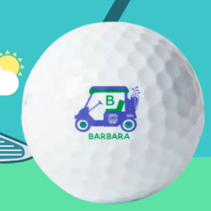 Pelotas De Golf Nombre único del monograma del carrito de golf del