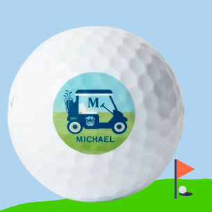 Pelotas De Golf Nombre único del monograma del carrito de golf del