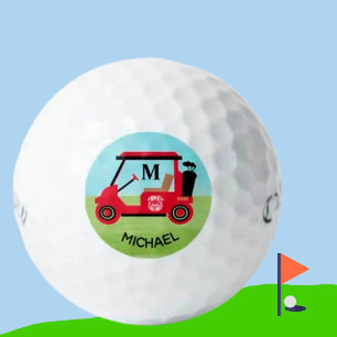 Pelotas De Golf Nombre único del monograma del carrito de golf del