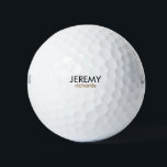 Pelotas De Golf Nombre y apellido personalizados del personalizado<br><div class="desc">Bolas de golf de nombre personalizado. Texto negro y dorado. Nombre y apellido.</div>