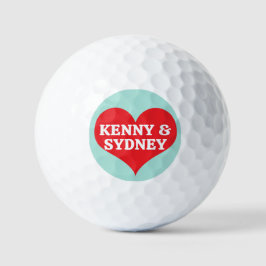 Pelotas De Golf Nombres de ustedes Corazón de San Valentín Rojo y