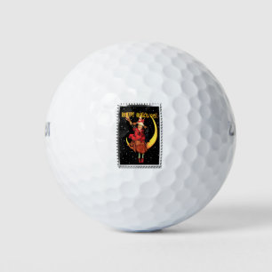 Pelotas De Golf Nostálgica Halloween Buena Bruja y su gato
