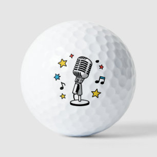 Pelotas De Golf Notas Musicales de Micrófono Antiguo Diseño Retro