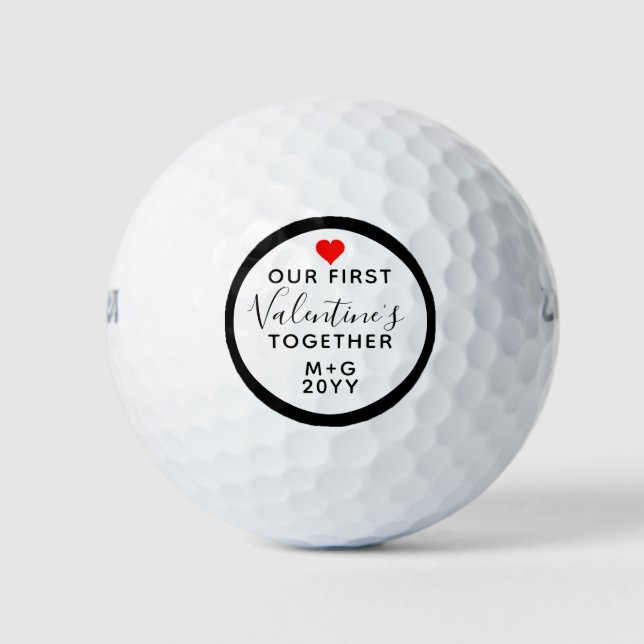 Pelotas De Golf Nuestro primer monograma de corazón de las parejas (Anverso)