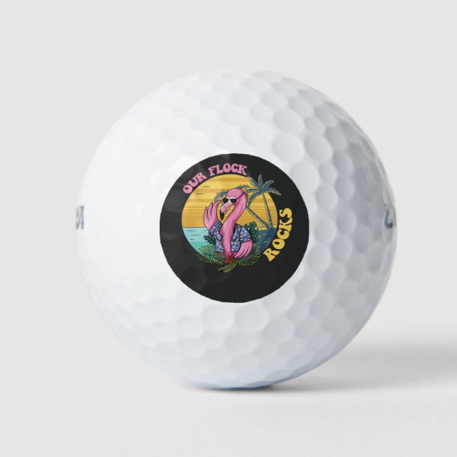 Pelotas De Golf Nuestros Relojes Rocas Flamingo Groovy Retro (Anverso)