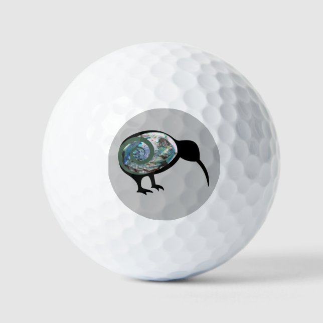 PELOTAS DE GOLF NUEVA ZELANDIA KIWI BIRD PAUA VERDE NEGRO FERN KOR (Anverso)