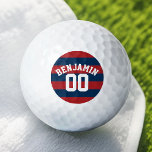 Pelotas De Golf Número de nombres de franjas de rugby azul y rojo<br><div class="desc">Un patrón deportivo personalizado y masculino para los chicos y chicos de tu familia. Este diseño deportivo es perfecto para cualquier atleta que juegue fútbol o béisbol. Un diseño audaz y moderno con un área para texto personalizado o monograma. Si necesita ajustar la ilustración o cambiar el tipo de letra,...</div>