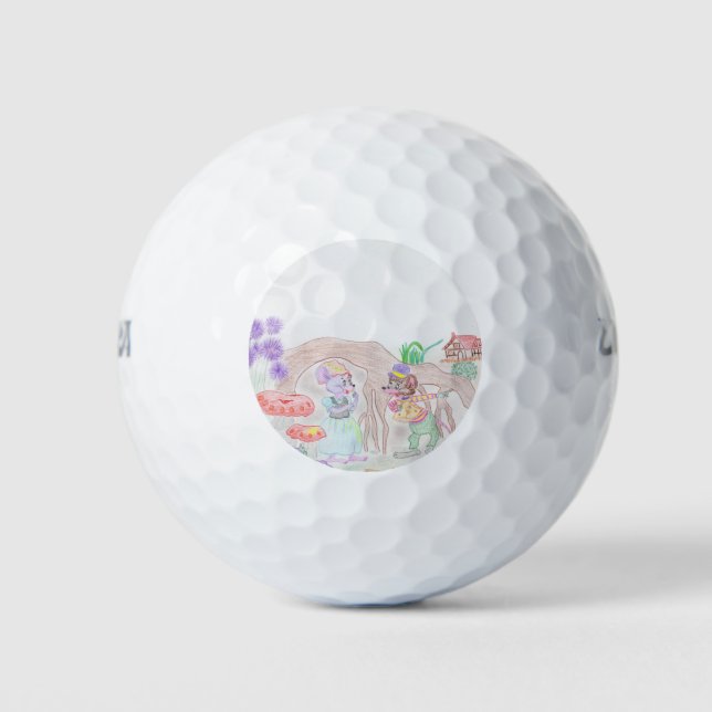 Pelotas De Golf Obras de arte de niños personalizados, dos ratones (Anverso)