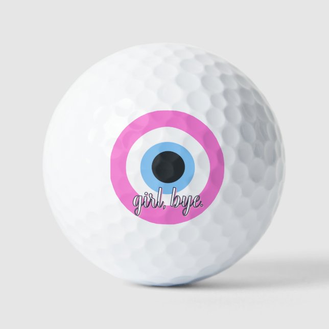 Pelotas De Golf ojo turco rosa personalizable  (Anverso)