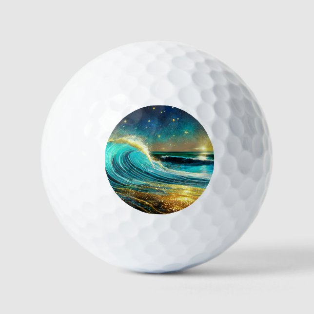 Pelotas De Golf Olas oceánicas divergentes y relucientes (Anverso)