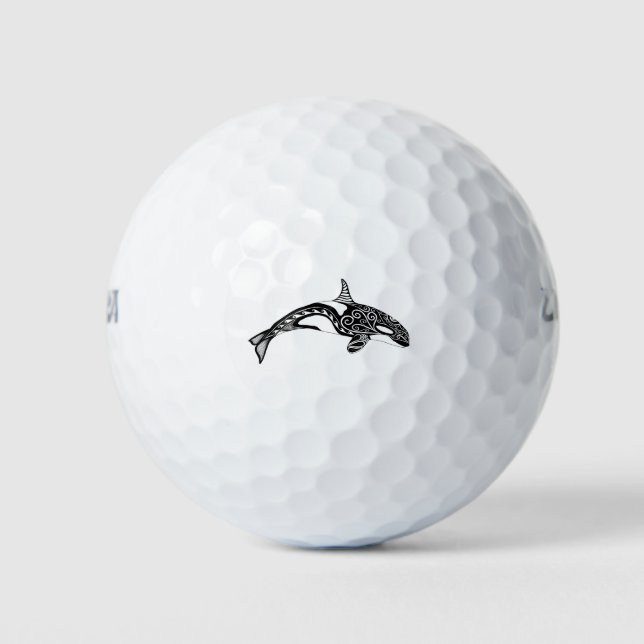 Pelotas De Golf Orca - Mano dibujada - Negro y Blanco (Anverso)
