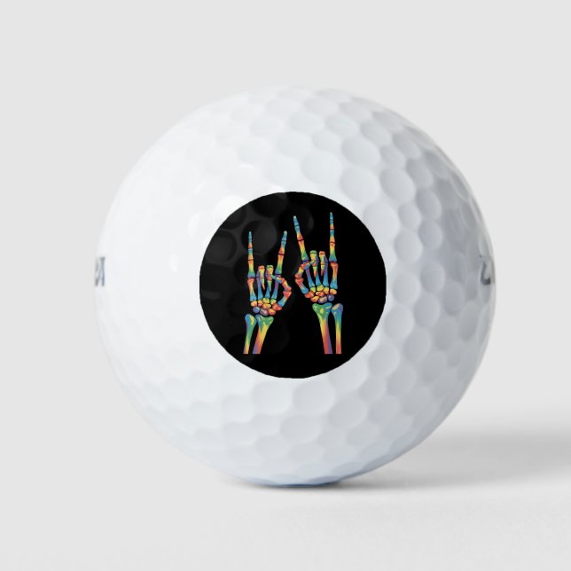 Pelotas De Golf Orgullo de la mano del esqueleto Arcoiris LGBTQ Or (Anverso)