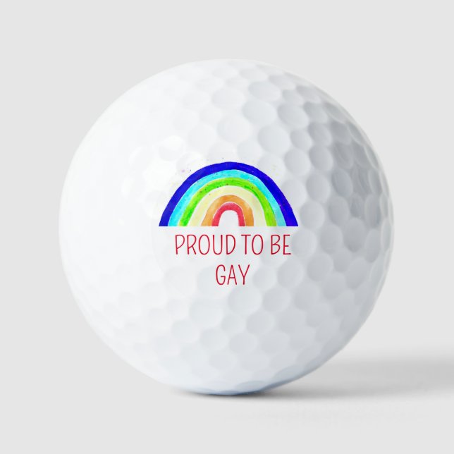 Pelotas De Golf Orgullo gay Lesbiana LGBT Arcoiris acuarela (Anverso)