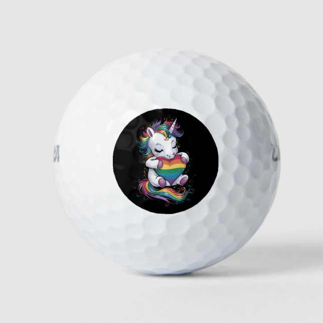 Pelotas De Golf Orgullo Gay Unicornio Bandera Arcoiris Lgbt (Anverso)