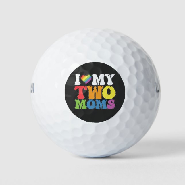 Pelotas De Golf Orgullo LGBT Me encanta mi apoyo a dos madres lesb (Anverso)