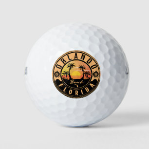 Pelotas De Golf Orlando Florida Tropical Retro Sunset Souvenirs