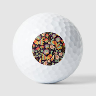 Pelotas De Golf Ornamento de aves florales folclóricas vintage