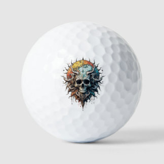Pelotas De Golf Ornate Cosmic Skull Gothic Baroque Mandala