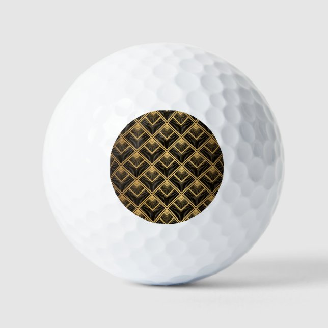 Pelotas De Golf Oro negro Art Deco: geométrico (Anverso)