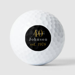 Pelotas De Golf Oro negro de cumpleaños 40 personalizado