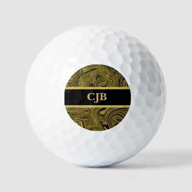 Pelotas De Golf Oro Negro Marmorizado (Anverso)
