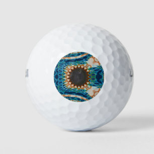 Pelotas De Golf Oro turquesa Sol Southwestern Art